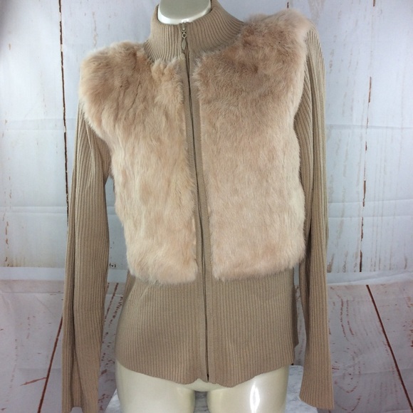escapade Jackets & Blazers - Tan fur trim Sweater jacket